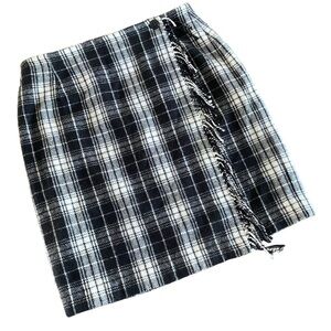 Vintage Cambridge Country Wool Plaid Tartan Fringe Wrap Skirt Size 14